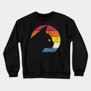 Retro Black Cat Lover Vintage Style Cats Cute Kitty Gift Crewneck Sweatshirt